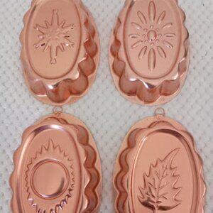 Vintage, Set of 4 Copper Colored Molds Representing the 4 Seasons
